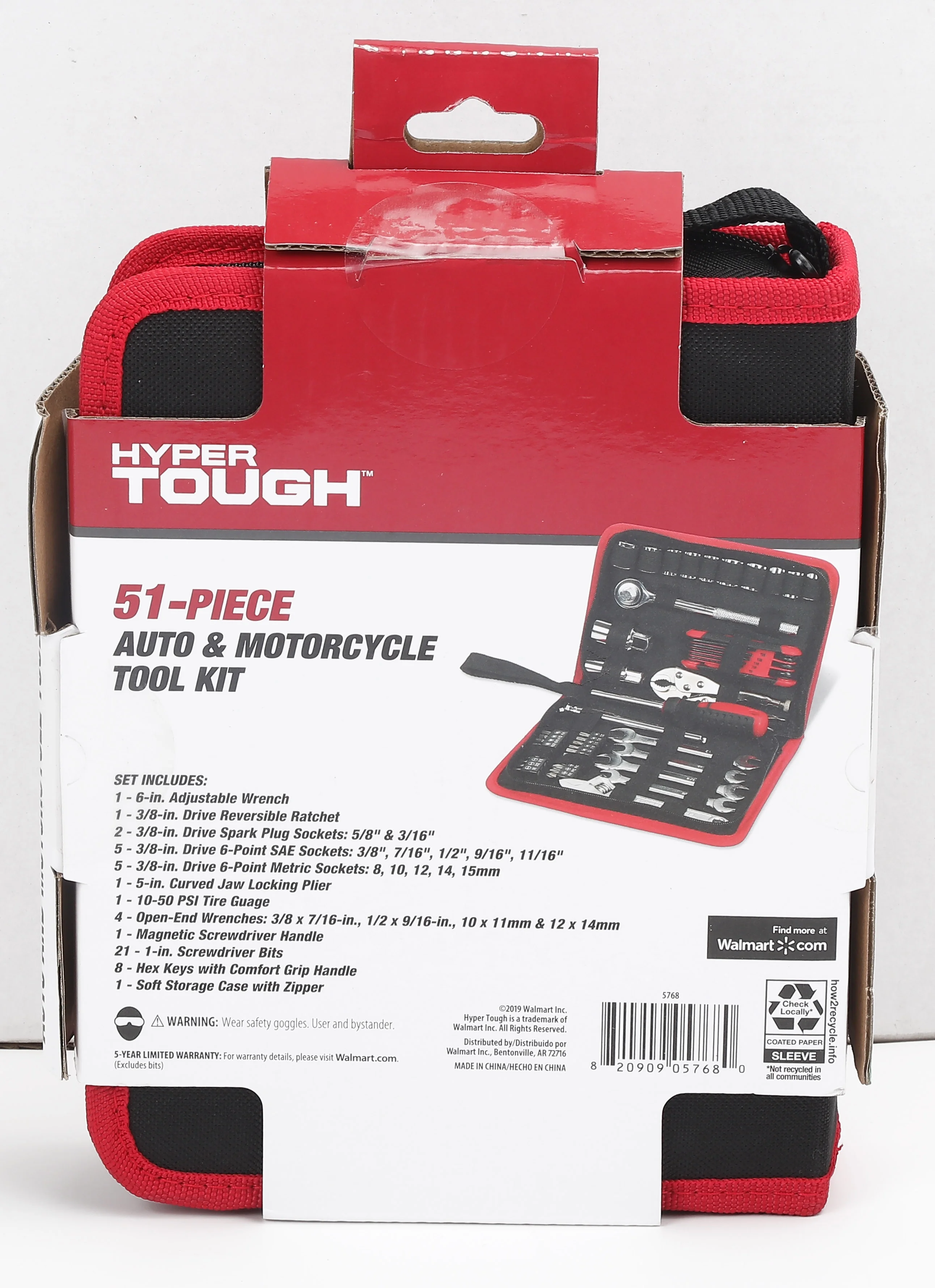Hyper Tough 51-Piece Auto and Motorcycle Tool Kit, Model 5768 - Inhomebuy
