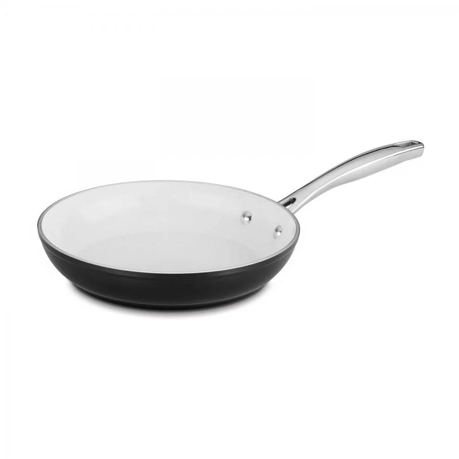 Cuisinart Elements Skillet: 20cm, induction compatible, white ceramic non-stick, black | 59I22-20BK - Inhomebuy
