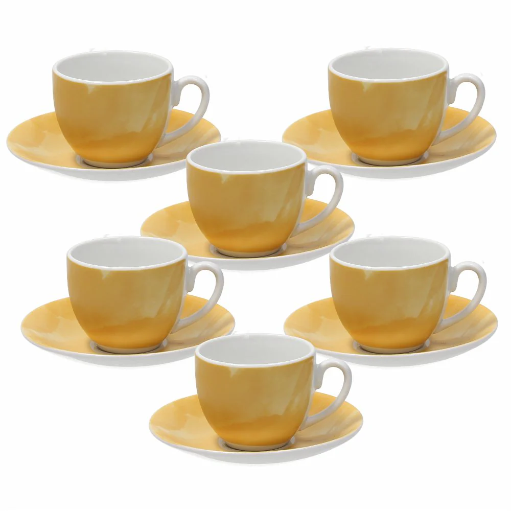 Sfera Colorplay Giallo Coffee Cup & Saucer Set of 6 pcs - Inhomebuy