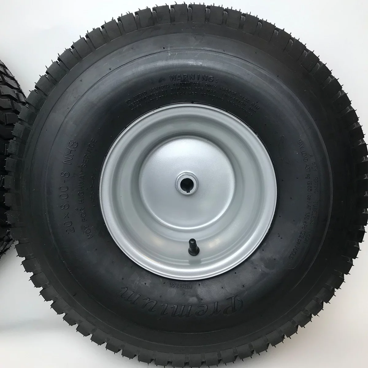 Set of 2 - Silver 20x8.00-8 Lawn Mower Tire and Rim - Fits on 3/4 Inch Axle - Inhomebuy