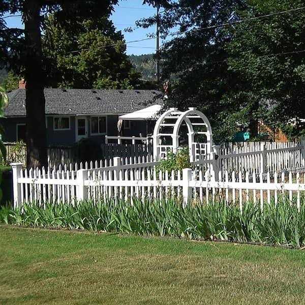 Weatherables Plymouth 5 ft. H x 8 ft. W White Vinyl Picket Fence Panel Kit - Inhomebuy