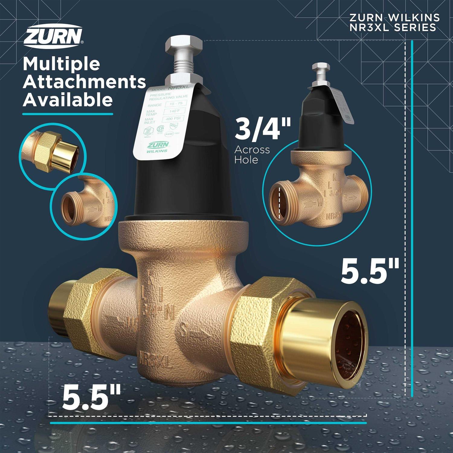 Zurn 3/4 in. 70XL Pressure Reducing Valve 34-70XL - Inhomebuy