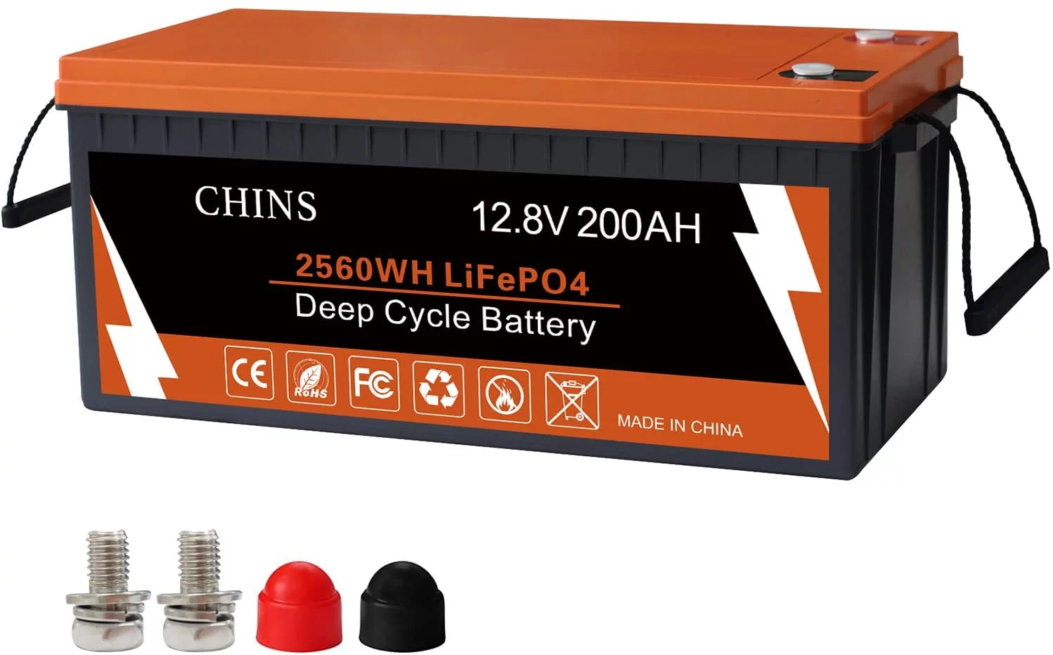CHINS Smart LiFePO4 Lithium Iron Battery 12.8V 100Ah for Boat Fishing - Inhomebuy