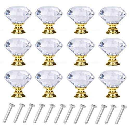Yourgift Drawer Knobs Diamond Shaped Crystal Glass 30mm Cabinet Knobs Pull Handles - Inhomebuy