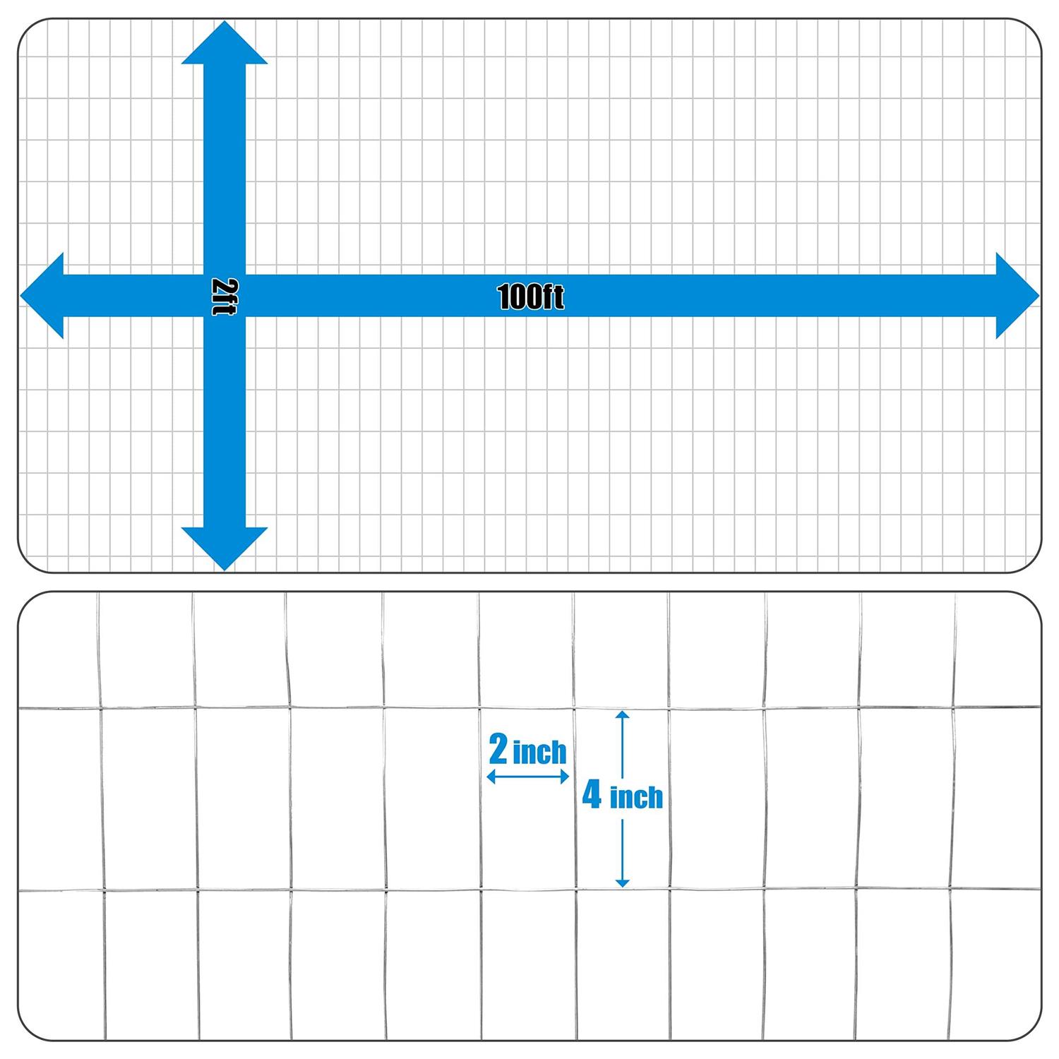 Fencer Wire 2 x 100 ft. 14 Gauge Welded Wire Fence 2 x 4 in. Mesh - Inhomebuy