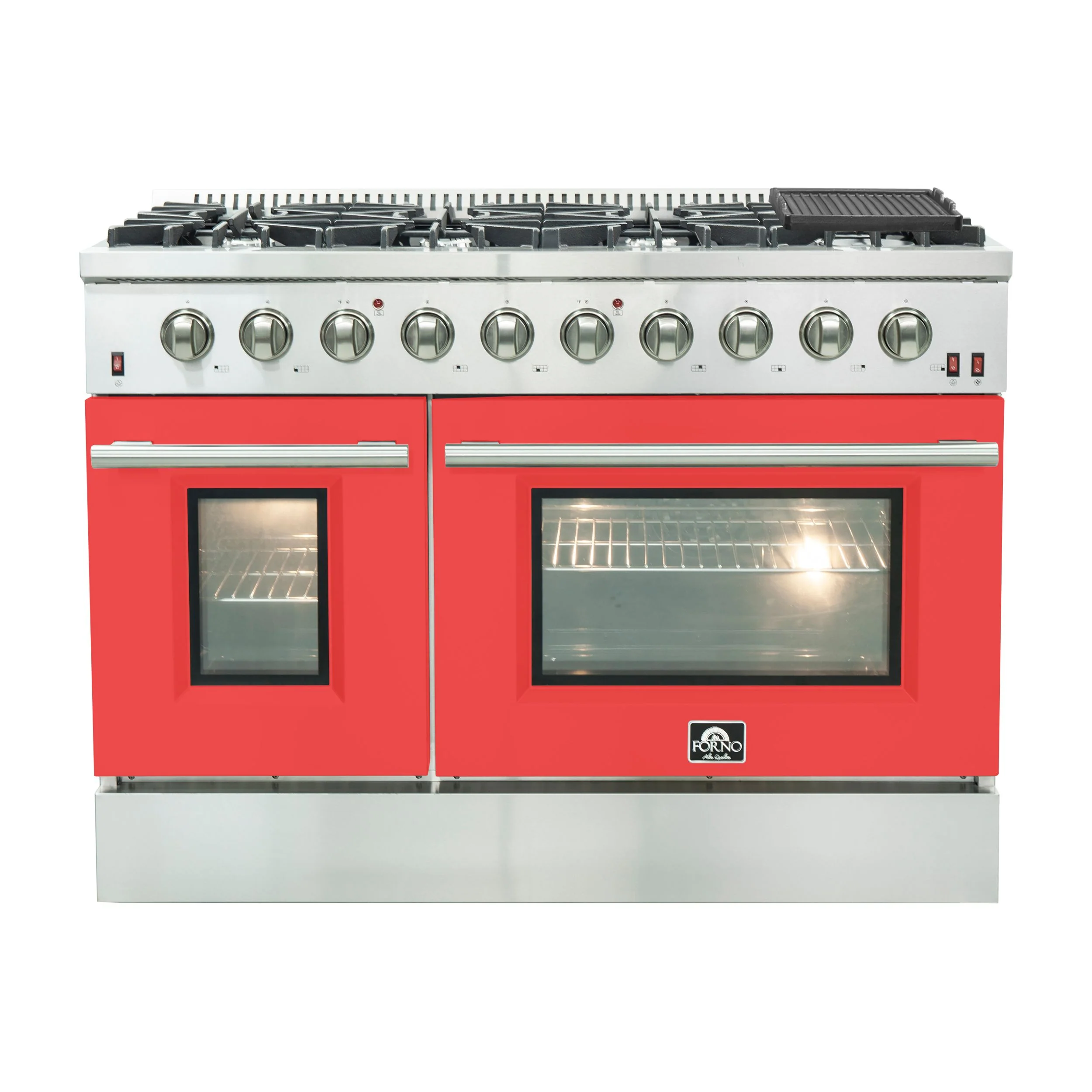 Forno 48 Inch Professional Freestanding Gas Range in Red, FFSGS6244-48RED - Inhomebuy