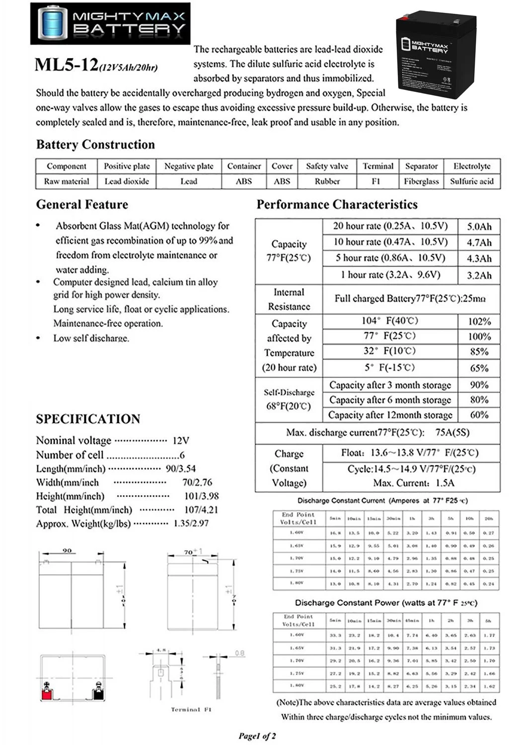 12V 5AH SLA Battery Replacement for Razor PowerRider 360 Electric Tricycle - Inhomebuy
