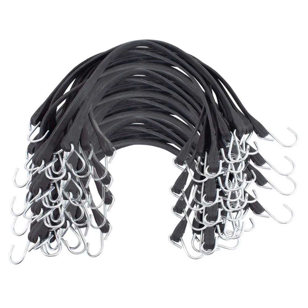 Mytee Products Natural Rubber Tarp Bungee Straps 50 Pack Heavy-Duty Rubber Tie Down Bungee Straps With Crimped S Hooks - Inhomebuy