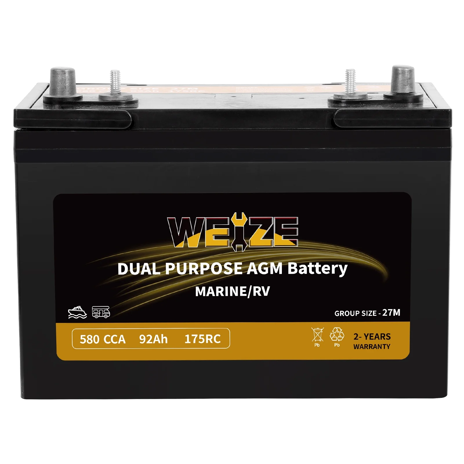 Weize 12V 80AH Dual Purpose AGM Battery, 150RC 550CCA BCI Group 24M Starter & Deep Cycle Sealed Marine & RV Battery - Inhomebuy