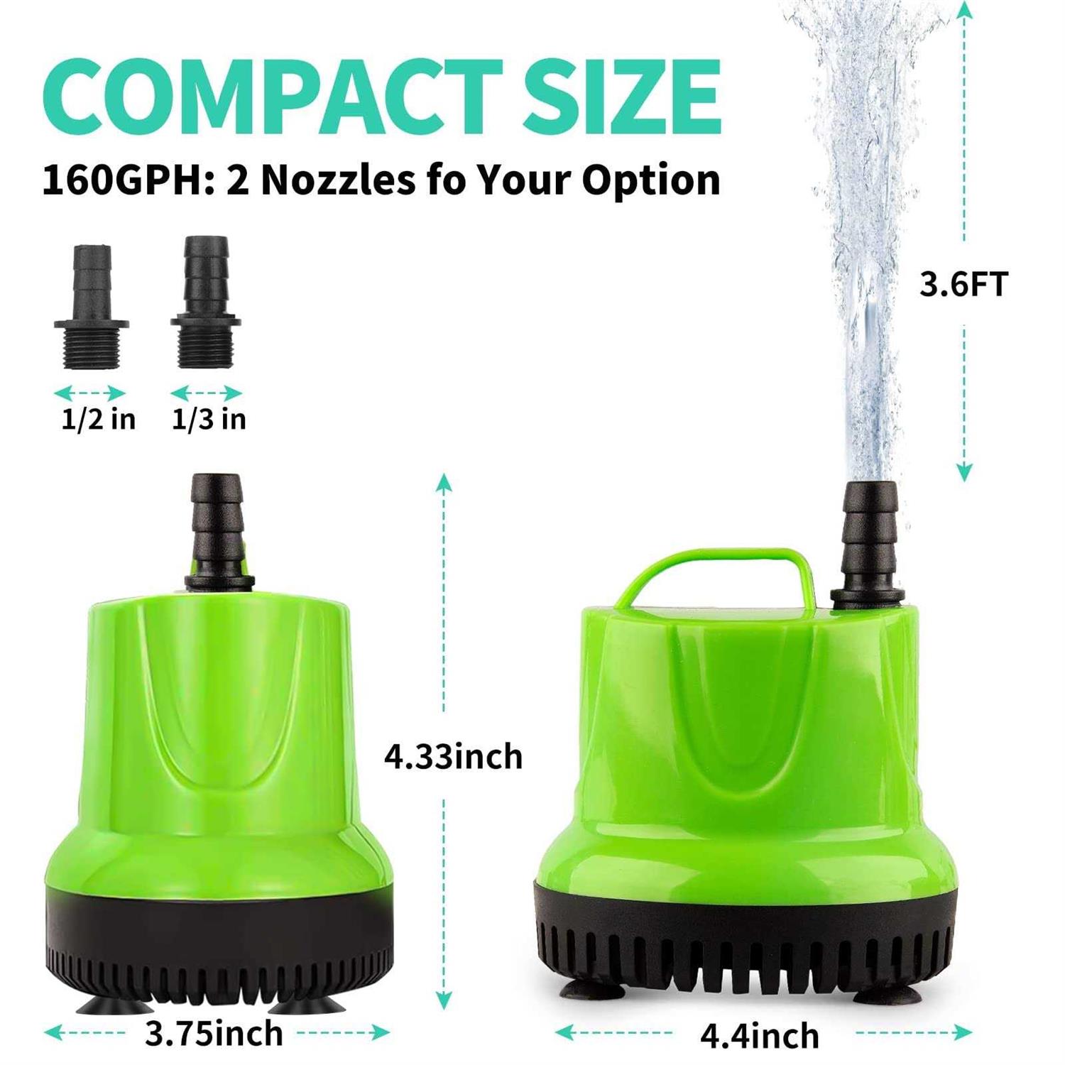 FREESEA Gph Submersible Water Pump for Pond Aquarium Hydroponics Fish Tank Fountain Waterfall - Inhomebuy