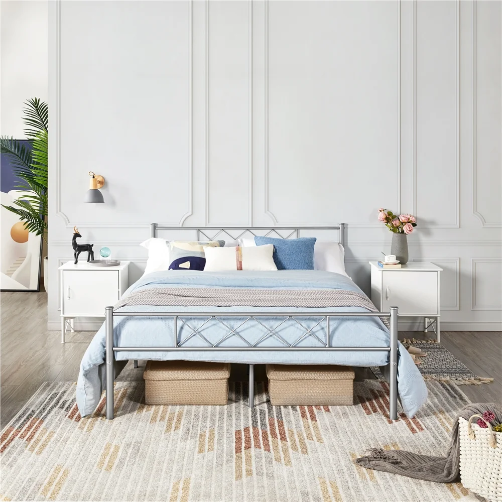 Yaheetech Metal Platform Bed Frame with Headboard and Footboard, Queen Size, Black - Inhomebuy