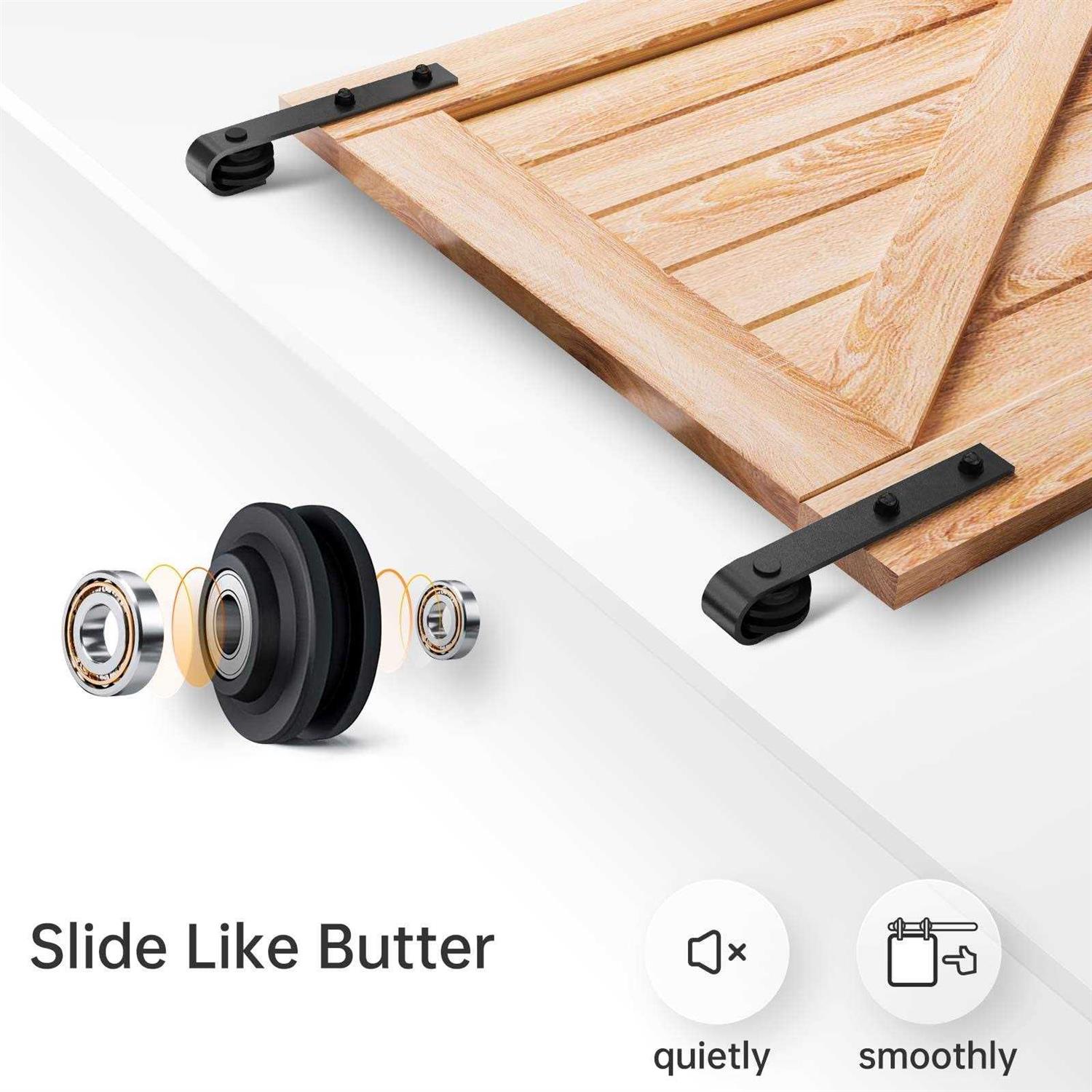EaseLife Heavy Duty Sliding Barn Door Hardware Track Kit,Straight Pulley,Slide Smoothly Quietly,Easy Install - Inhomebuy