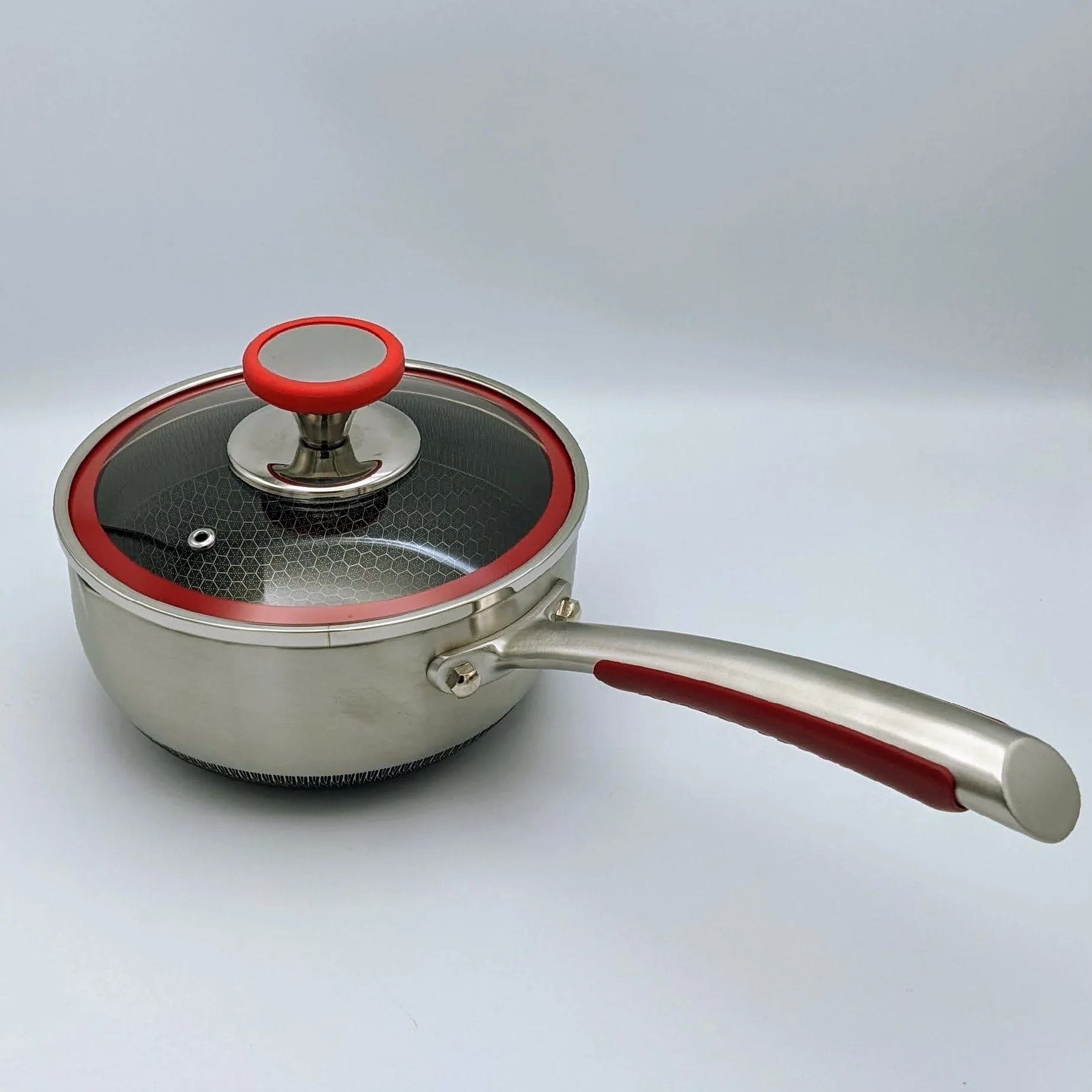 SUS Hybrid Sauce Pan: 18cm with s/s Steamer and glass lid | BC-HW18SPG+S - Inhomebuy