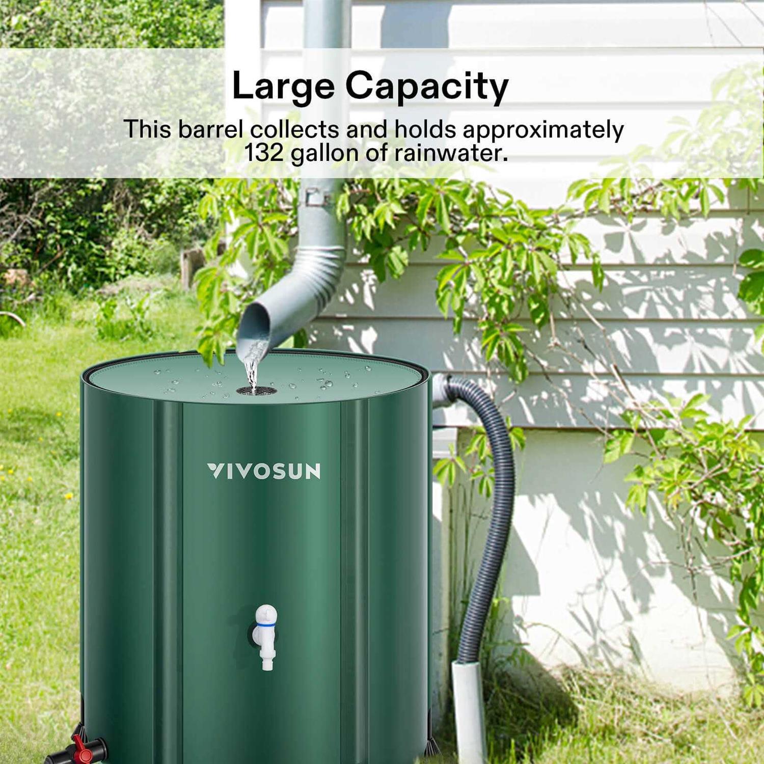 VIVOSUN Collapsible Rain Barrel Spigots and Overflow Kit - Inhomebuy