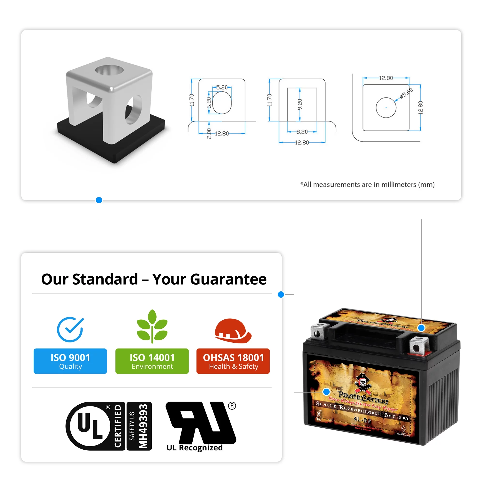 Pirate Battery Ytx4L-Bs Lawn Mower Battery for Snapper All Walk Behind Mowers Electric Start - Inhomebuy