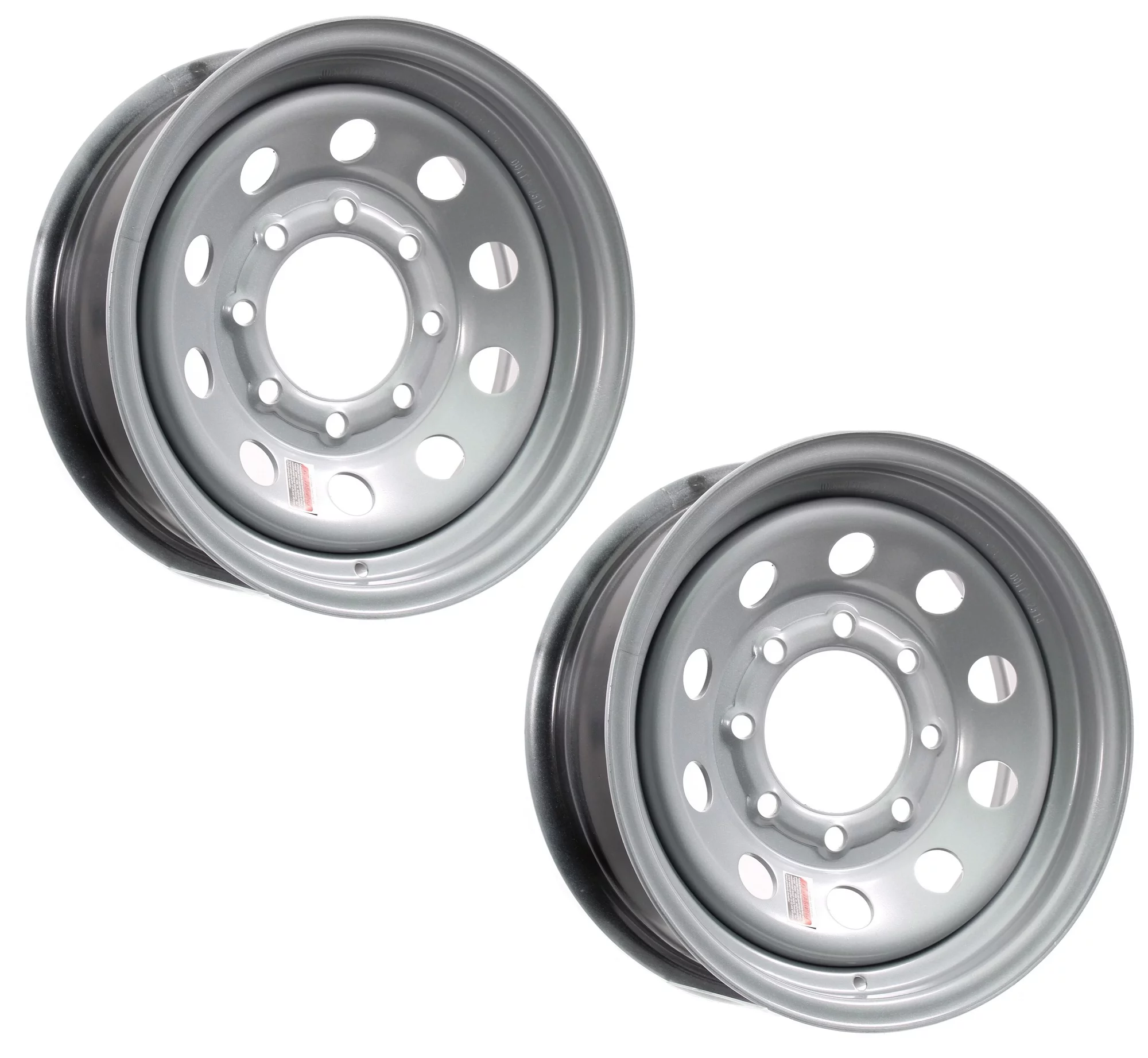 2-Pk Trailer Rim Wheels 16x6 16 x 6 Modular 8 Hole 6.5 Silver 1/2 Offset - Inhomebuy