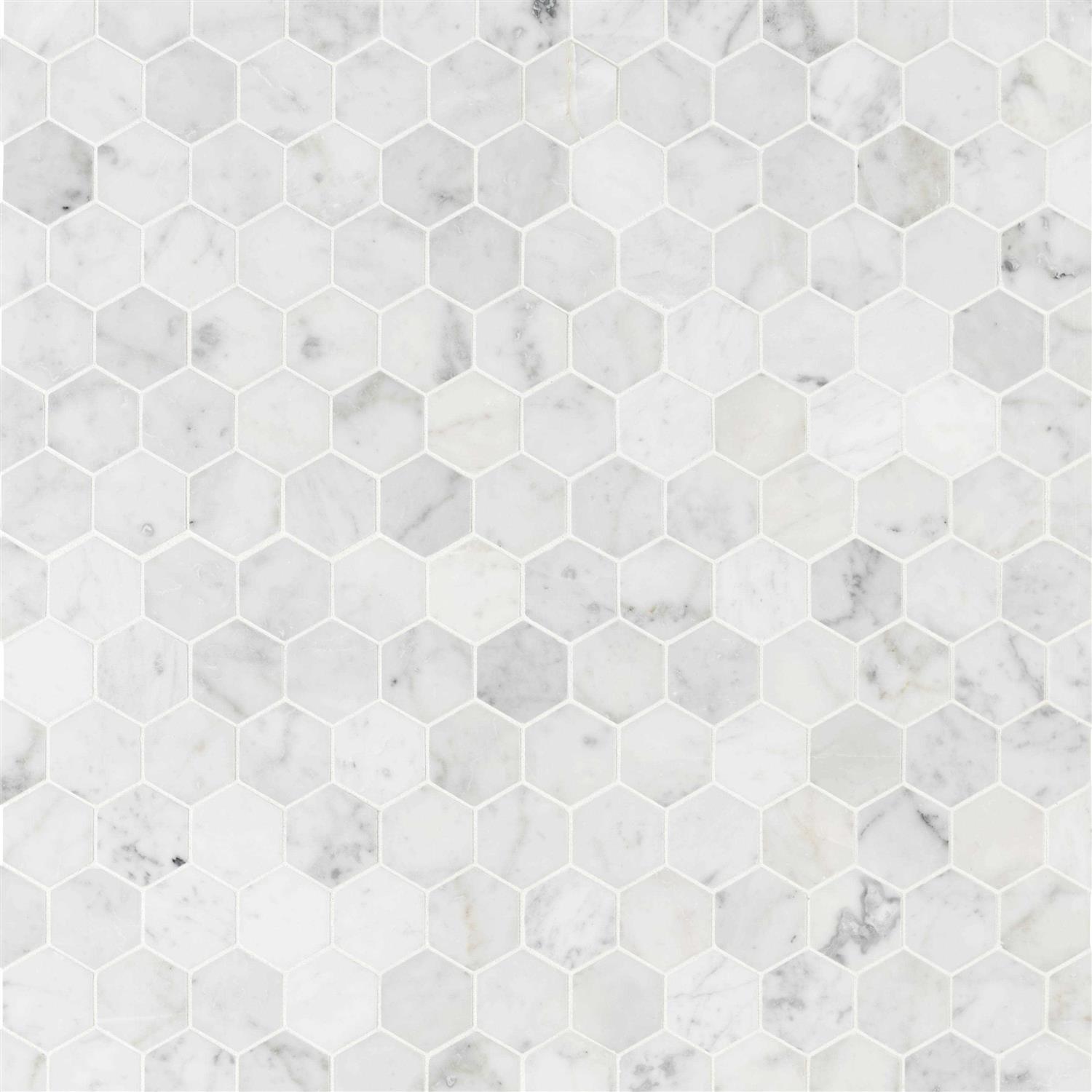 MSI Carrara White Hexagon 11.75 in. x 12 in. x 8mm Honed Marble Mesh-Mounted Mosaic Tile - Inhomebuy