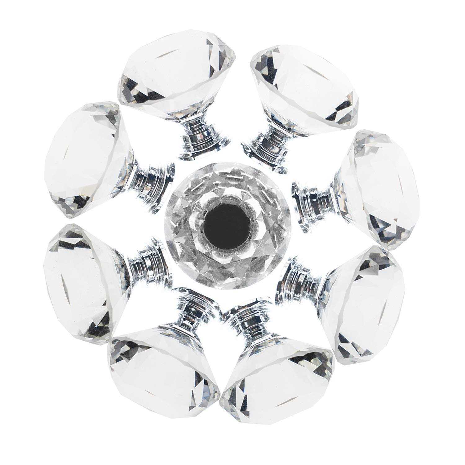 Yourgift Drawer Knobs Diamond Shaped Crystal Glass 30mm Cabinet Knobs Pull Handles - Inhomebuy
