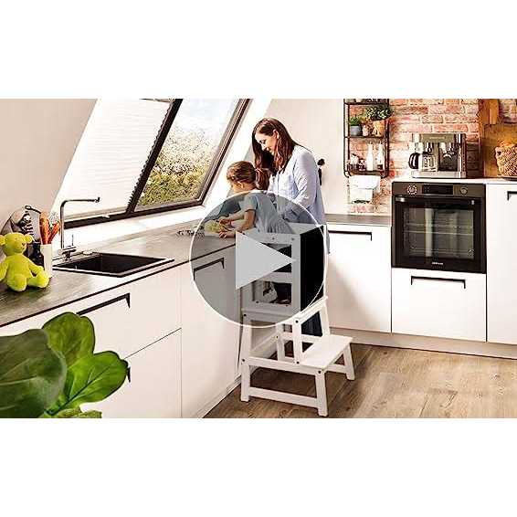 NEEDUX Kids Kitchen Step Stool with Chalkboard & Safety Rail for Toddlers 18 Months and Older - Inhomebuy