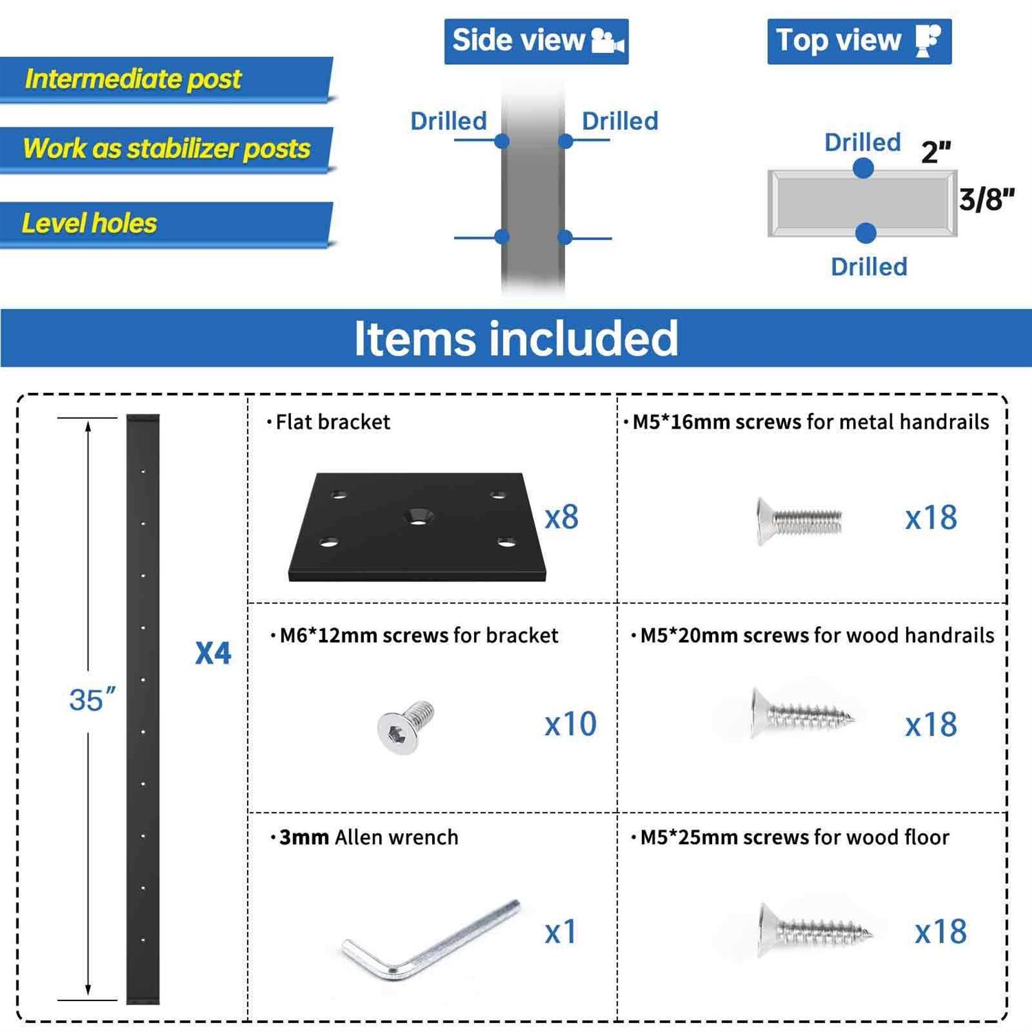 Muzata 36x1x2 30°-drilled Black Post PR11 BA4S - Inhomebuy