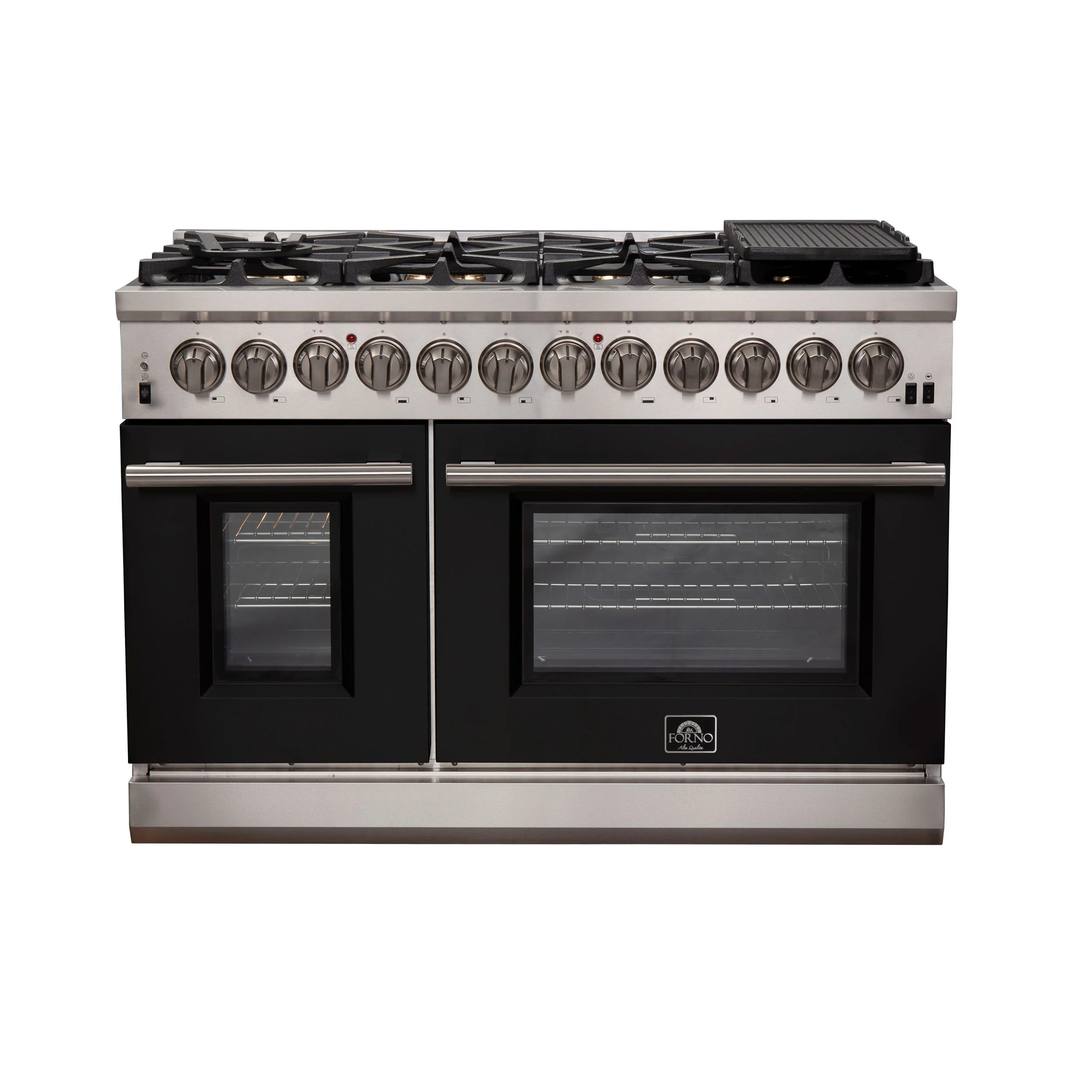 Forno 48 Inch Professional Freestanding Dual Fuel Range in Black, FFSGS6187-48BLK - Inhomebuy