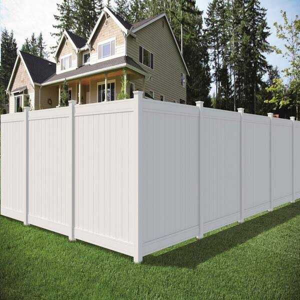 Woodbridge 5 in. x 5 in. x Routed White Vinyl Fence Line Post Outdoor Essentials - Inhomebuy