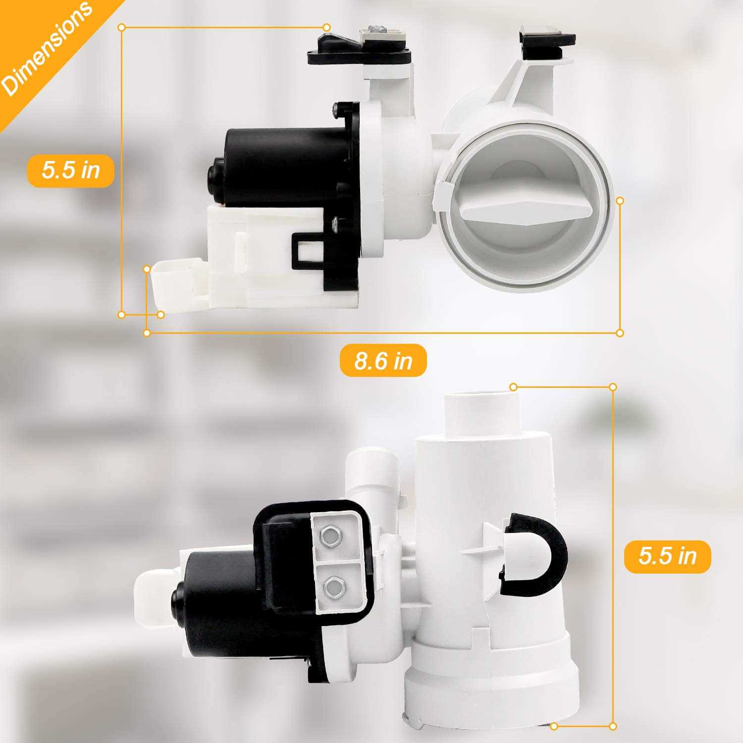 TOMOON Updated W10536347 Washer Drain Pump Assembly with 3 Mounting Screws -Exact for Whirlpool Cabrio, Kenmore Oasis, and Maytag Bravos model washing - Inhomebuy