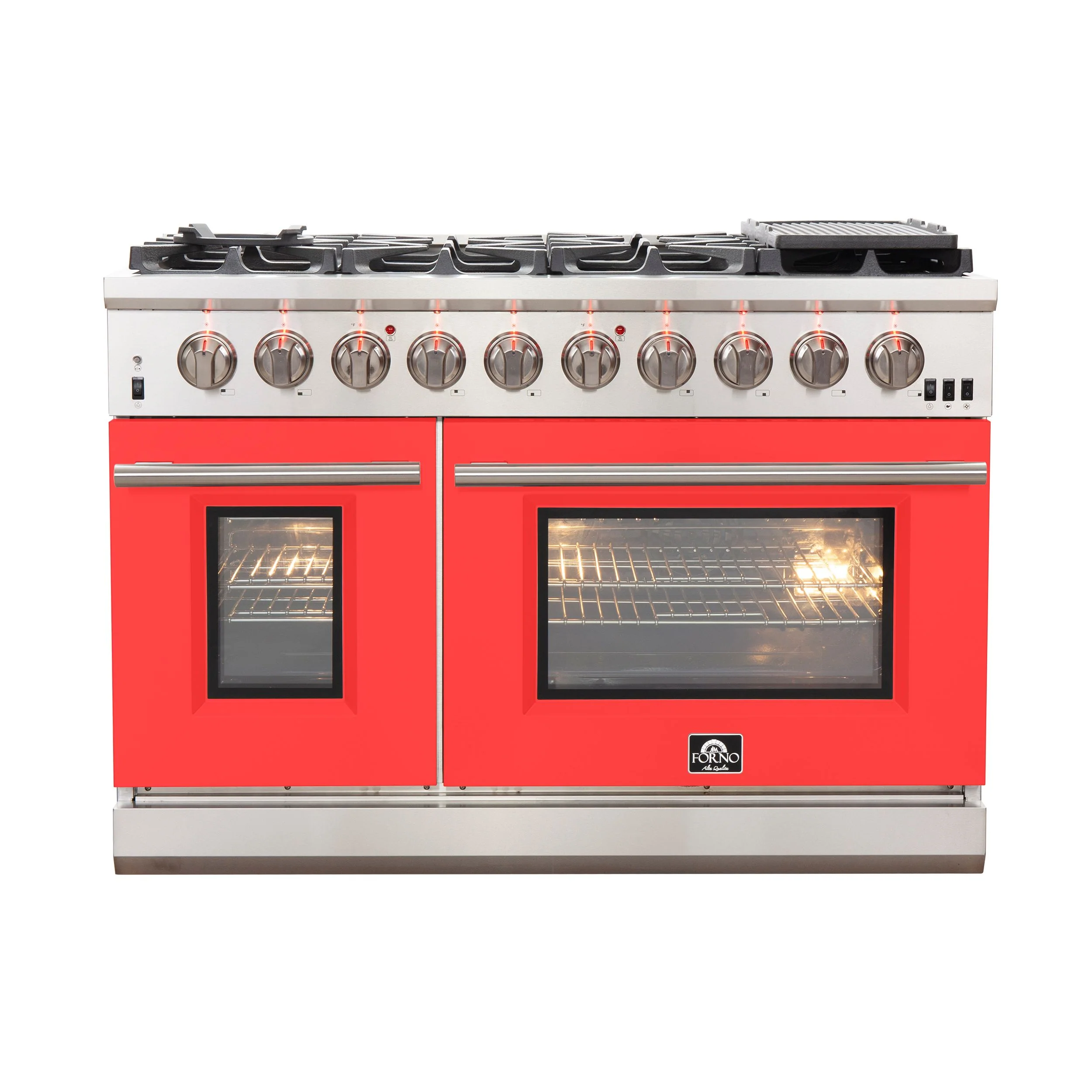Forno 48 Inch Professional Freestanding Gas Range in Red, FFSGS6260-48RED - Inhomebuy