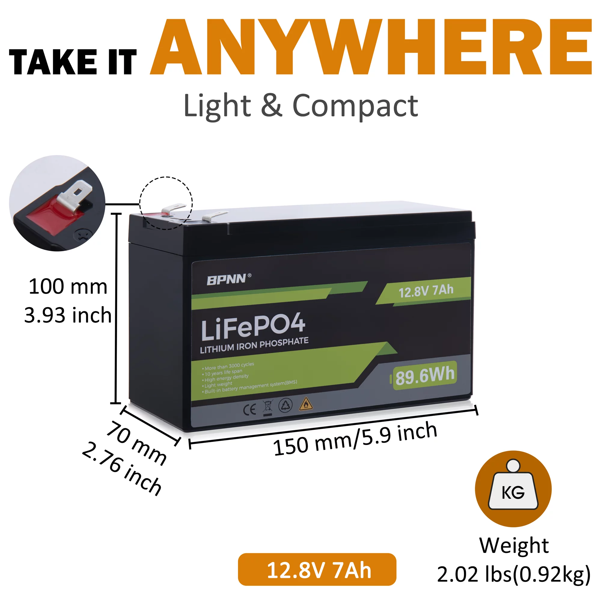 BPNN 12V 100Ah LiFePO4 Battery Long Cycles 12V Lithium Battery for RV Home Backup - Inhomebuy