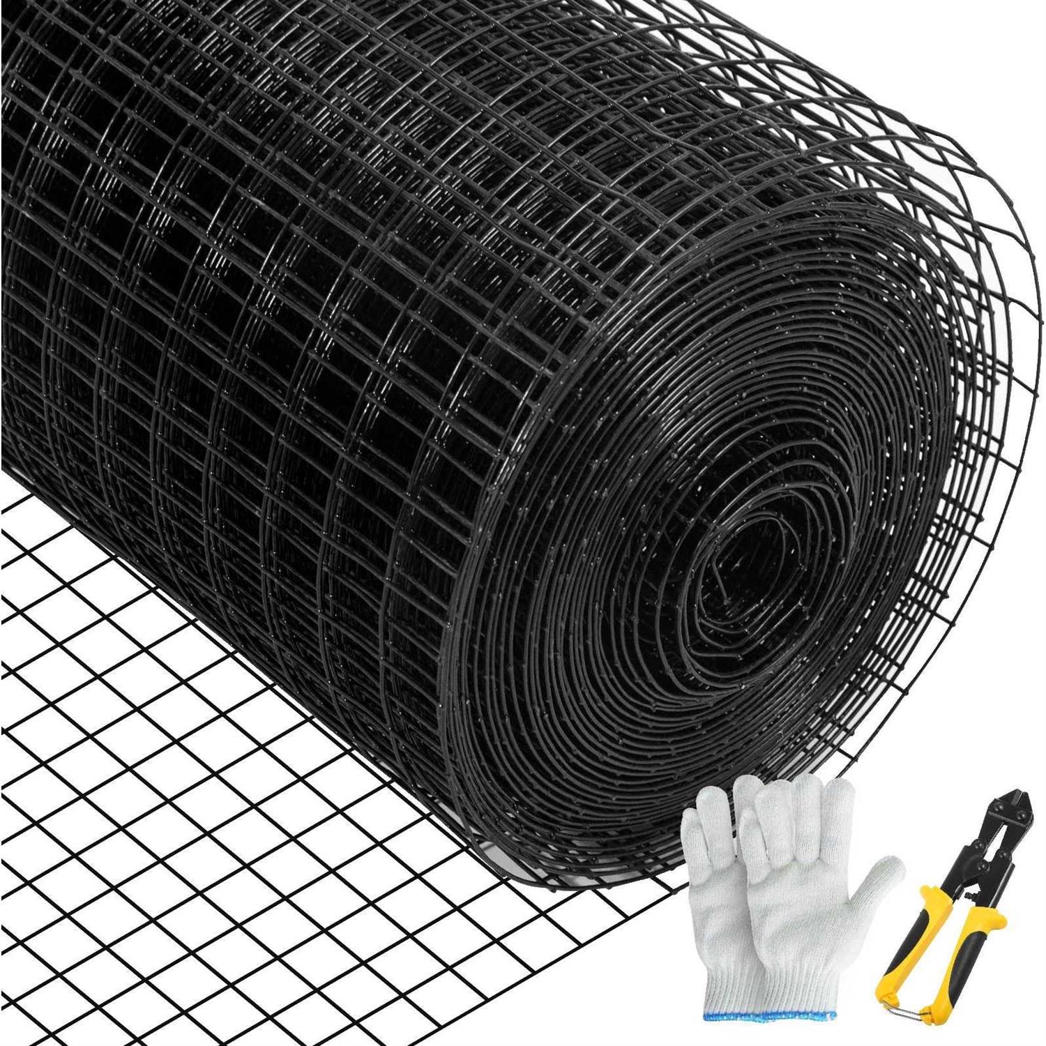 VEVOR Hardware Cloth 1×1 Mesh Size Galvanized Steel Vinyl Coated 16 Gauge Chicken Wire Fencing w/A Cutting Plier & A Pair of Fabric - Inhomebuy