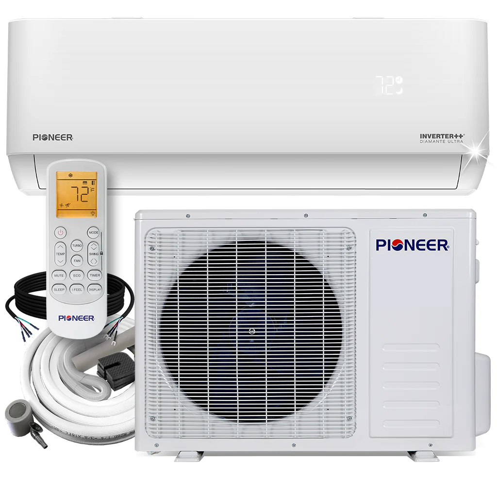 Pioneer® Diamante Ultra 24,000 BTU 20 SEER Ductless Mini-Split Inverter++ with 16 ft. Kits, WYT024GLFI22RL - Inhomebuy