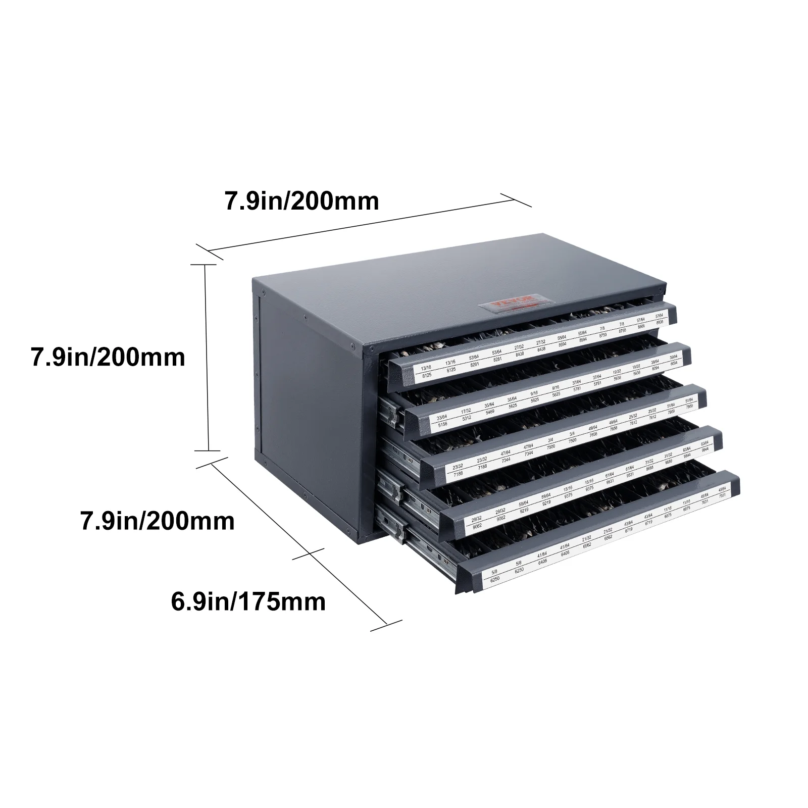 VEVOR Drill Bit Dispenser Cabinet, Five-Drawer Drill Bit Dispenser, 1/2
