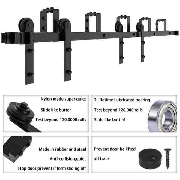 WINSOON Sliding Barn Door Hardware Bypass Double Door Kit for Double Wooden Doors Closet Kitchen Kit - Inhomebuy