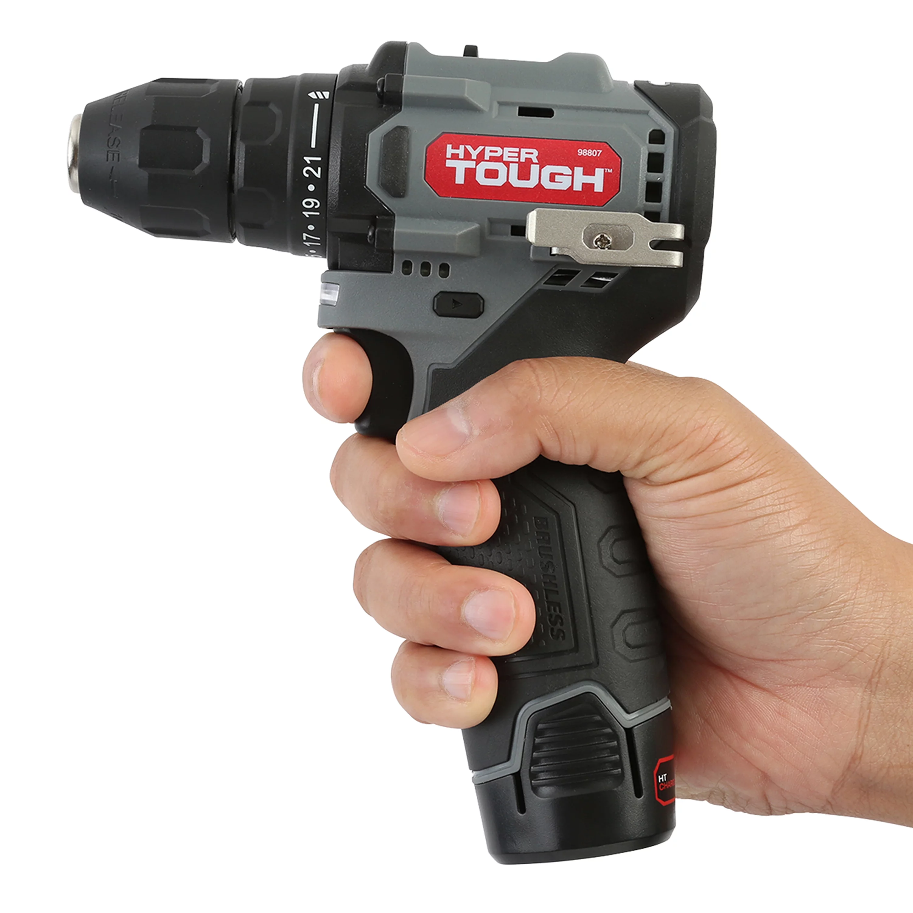 Hyper Tough 12V Max* Lithium-Ion Brushless 2-Speed 3/8-Inch Drill Driver with 1.5Ah Battery & Charger, 98807 - Inhomebuy