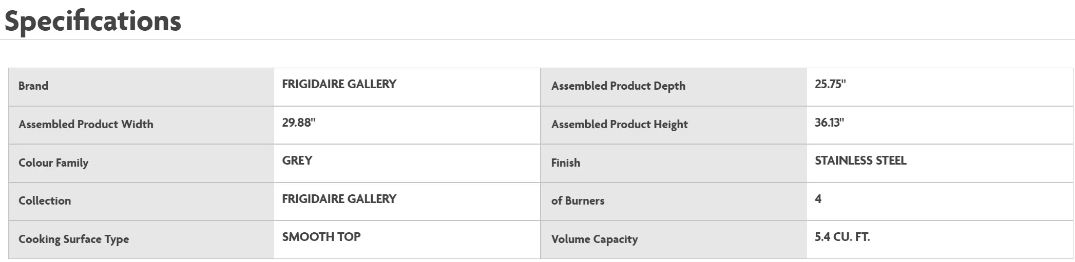 Frigidaire Gallery induction stove 30�?- GCRI305CAF - Inhomebuy