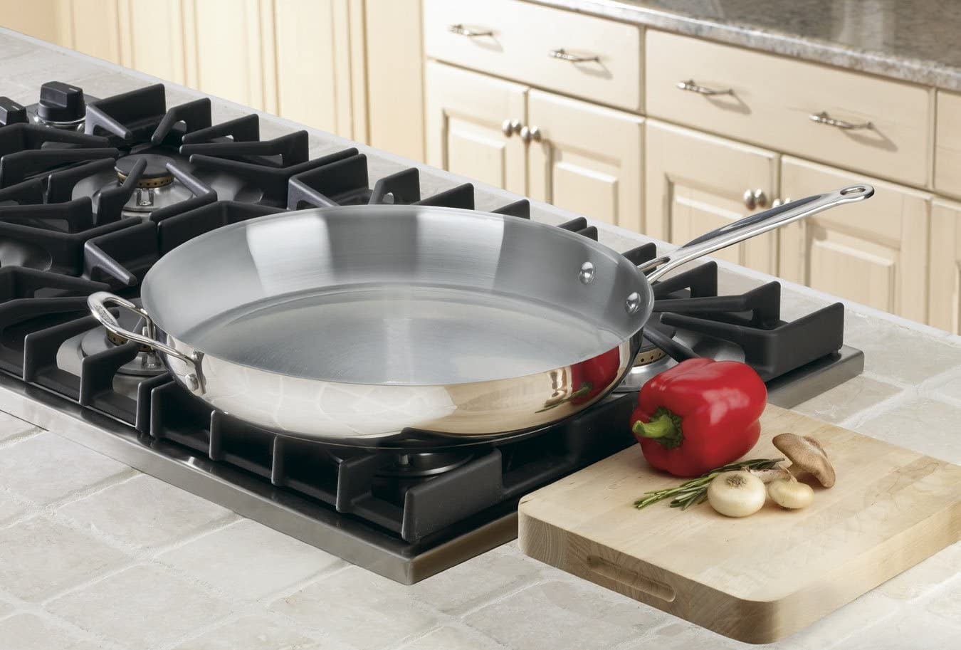 Cuisinart Chef's Classic Skillet w/helper handle: 36cm, stainless steel | 722-36H - Inhomebuy