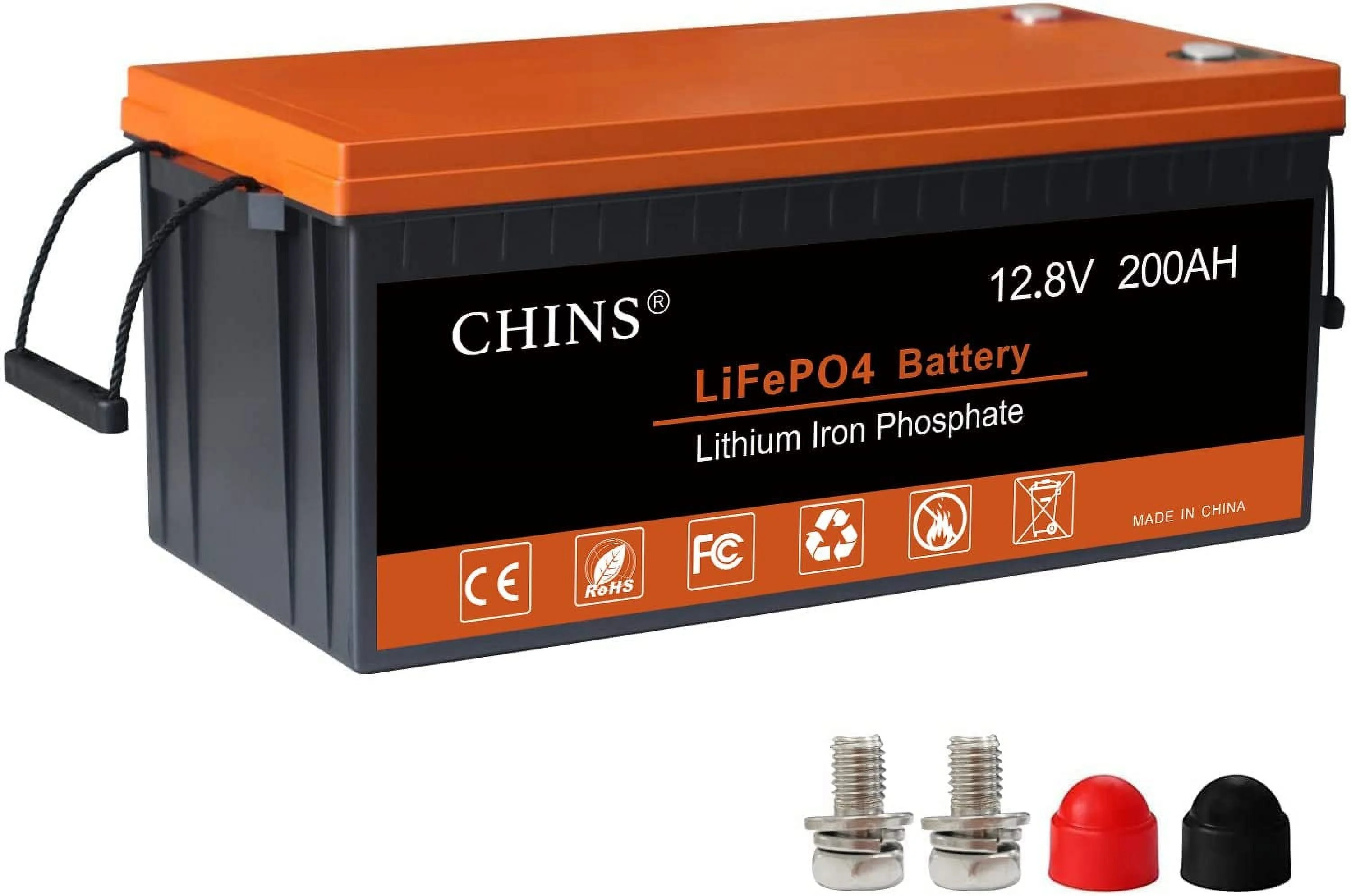 CHINS LiFePO4 12V 200AH Lithium Iron Battery Built-in 100A BMS for Home Energy Storage - Inhomebuy