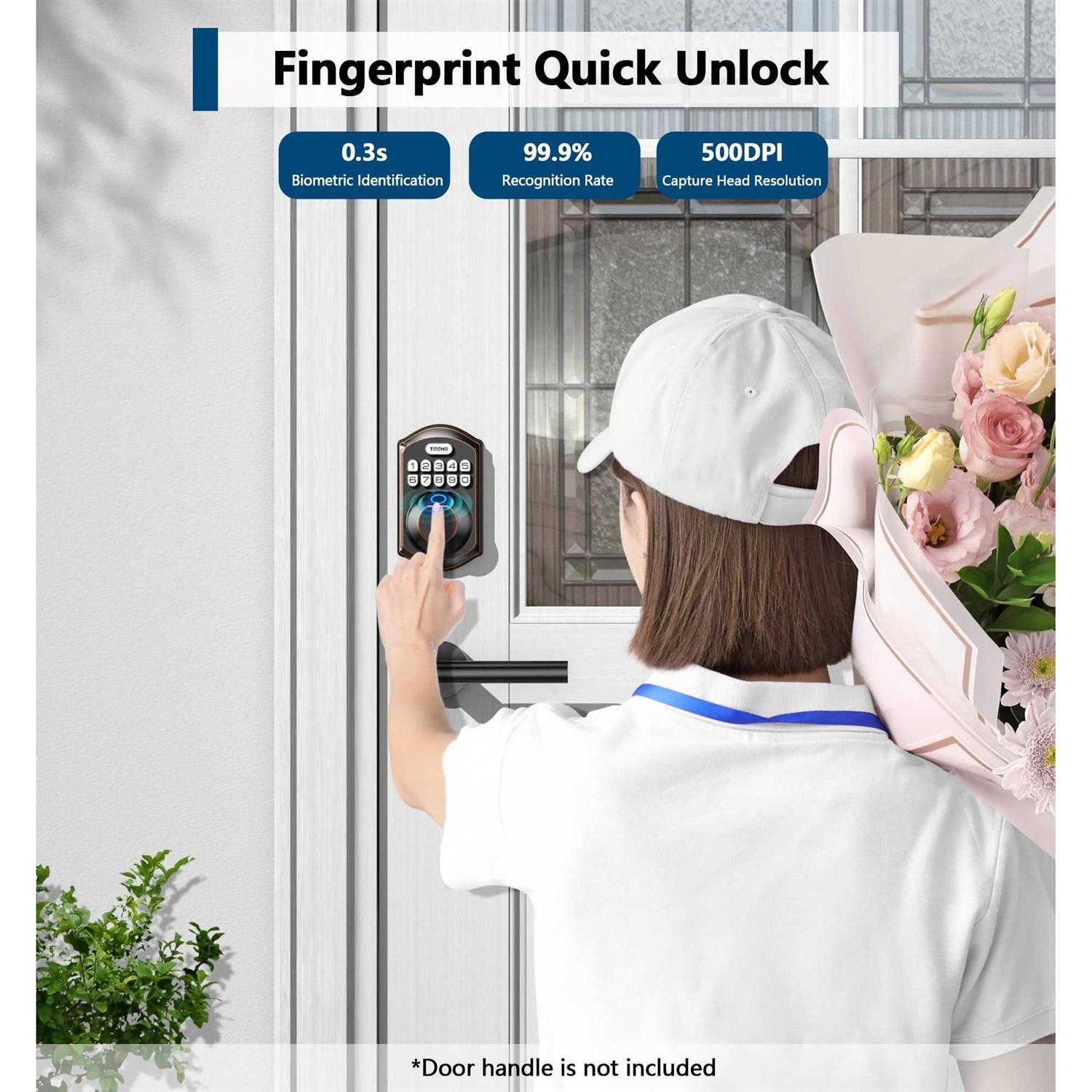 TEEHO TE002 Fingerprint Door Lock Keyless Entry Door Lock with Keypad - Inhomebuy