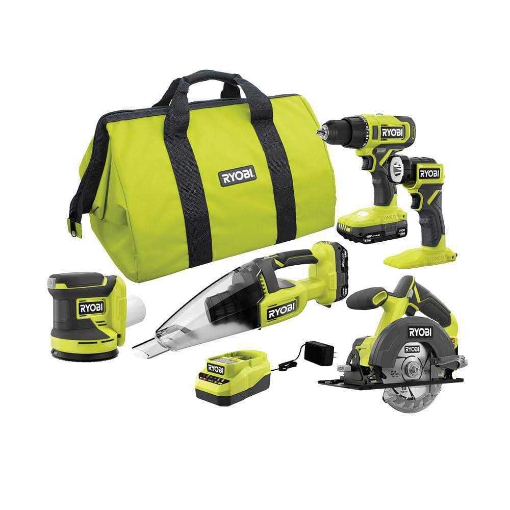 RYOBI ONE+ 18V Cordless 4-Tool Combo Kit with 1.5 Ah Battery, 4.0 Ah Battery, and Charger PCL1400K2 - Inhomebuy