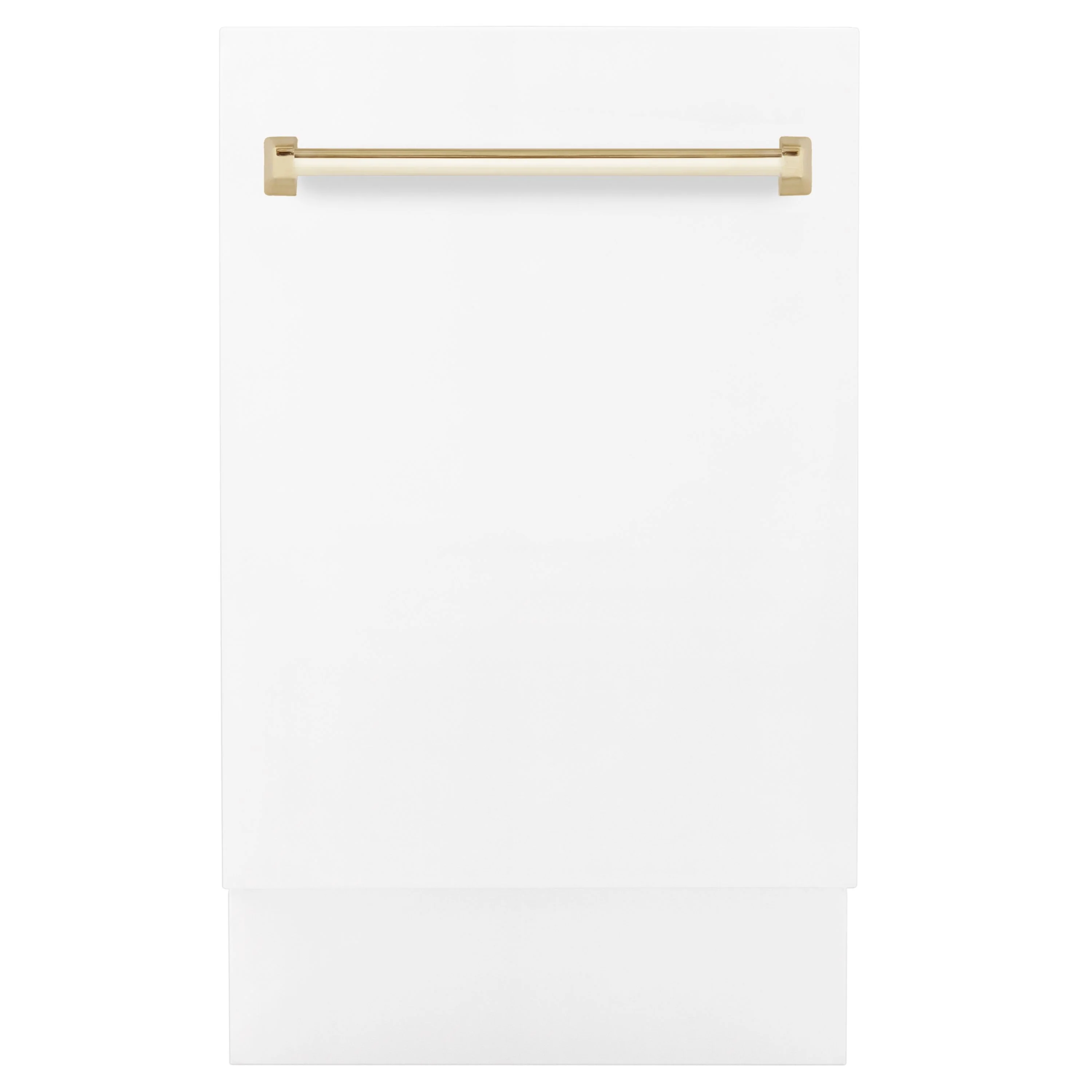 ZLINE Autograph Series 18 In. Dishwasher in White Matte with Gold Handle, DWVZ-WM-18-G - Inhomebuy