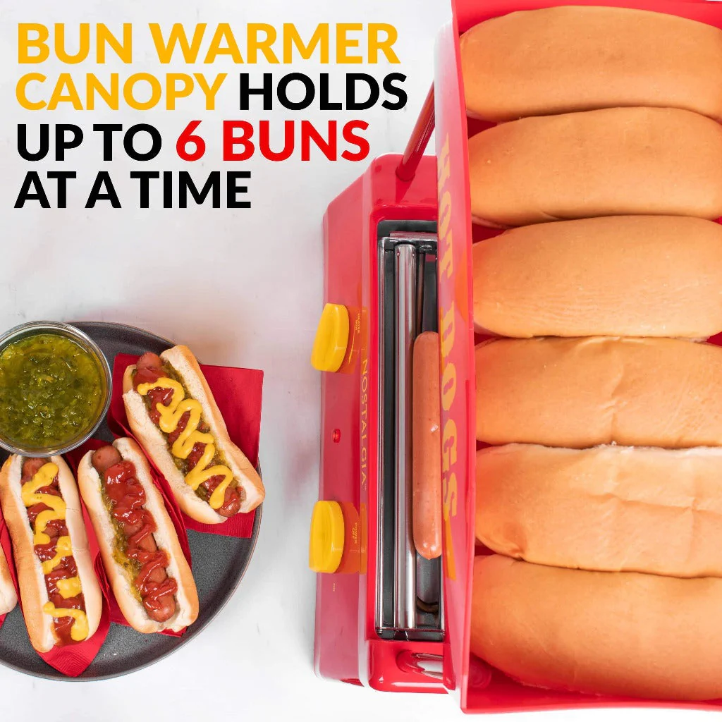 Hot Dog Roller and Bun Warmer, 8 Hot Dog and 6 Bun Capacity - Inhomebuy