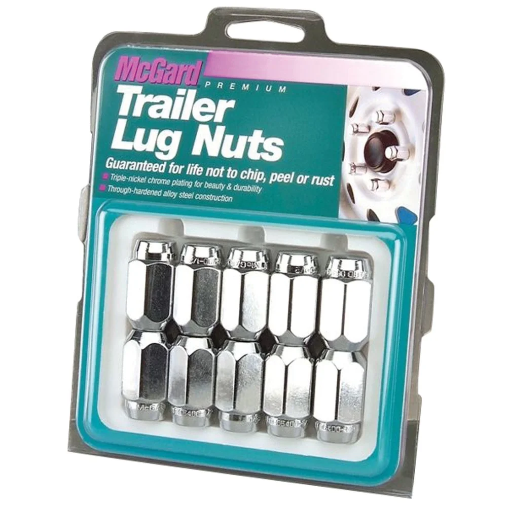 McGard 74043 Chrome Cone Seat Style Trailer Lug Nut Set (1/2-20 Thread Size) - Pack of 10 - Inhomebuy