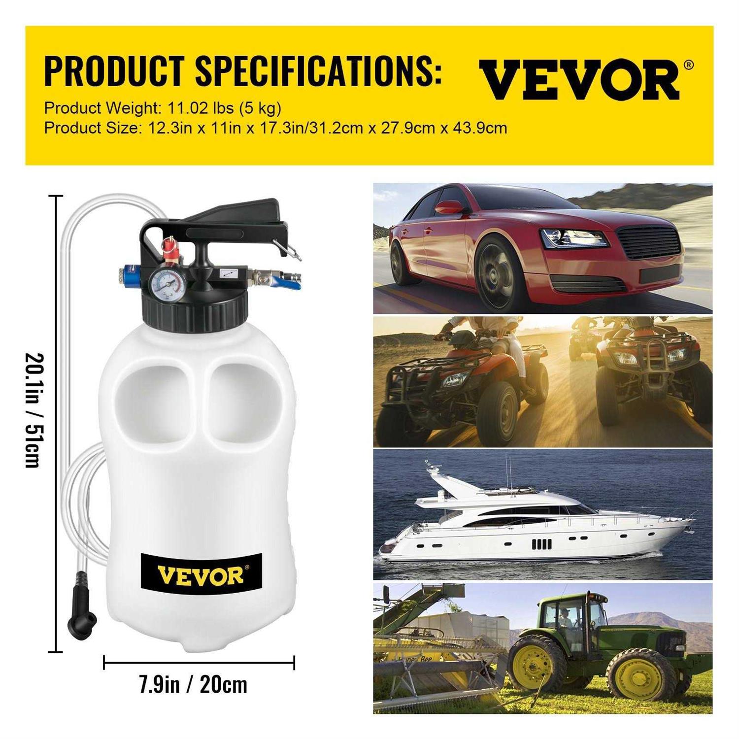 VEVOR Transmission Fluid Pressure Bleeder Large Capacity Transmission Oil Replacement Tool Set ATF Filler Adapters Transmission Oil QCBS - Inhomebuy