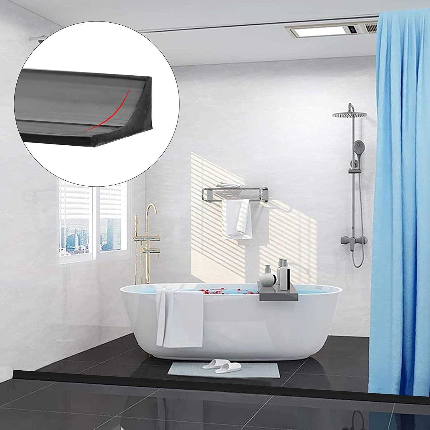 Duzzy Water Barrier for Sink Silicone Water-Blocking Self-Adhesive Splash Guard - Inhomebuy