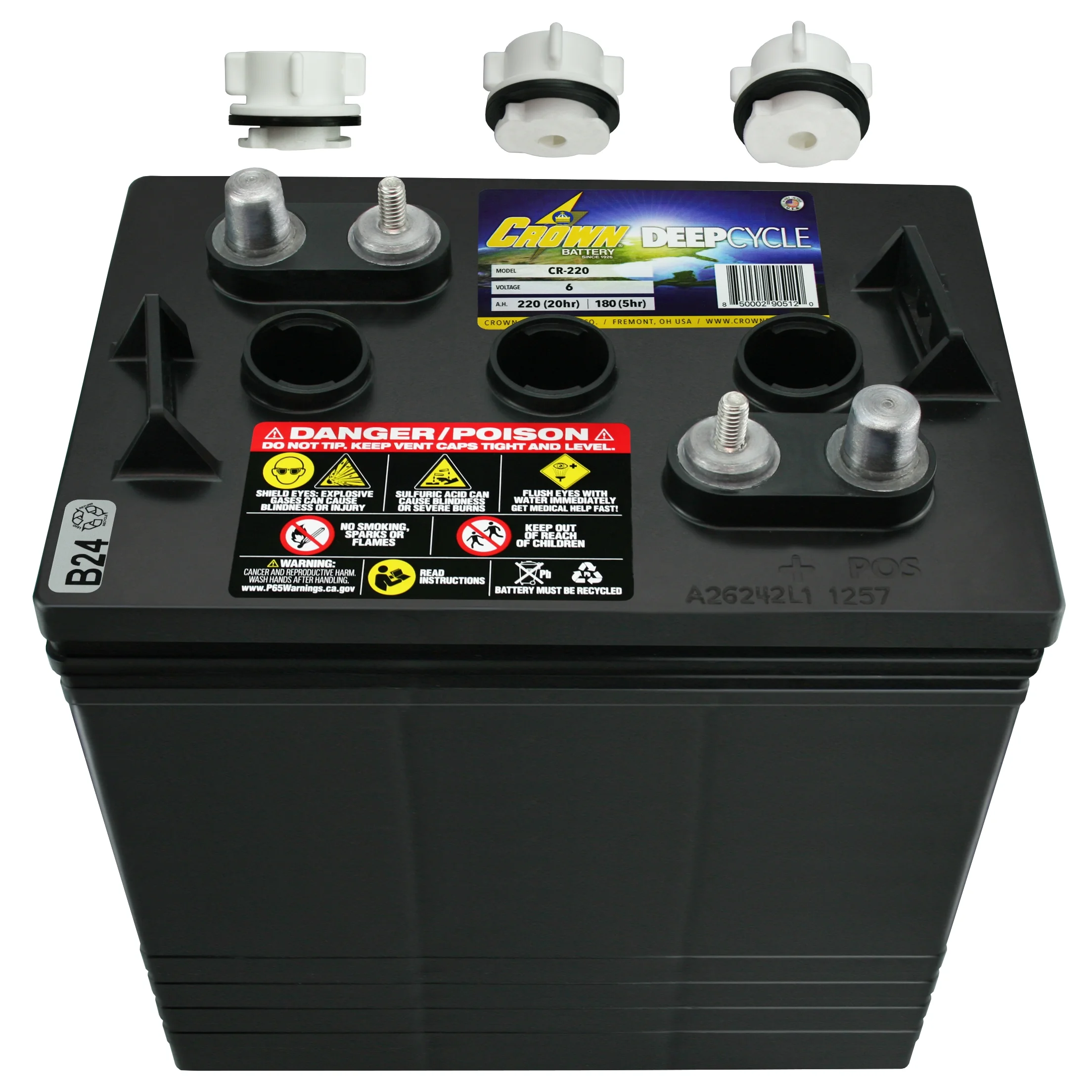 Crown Battery BCI Group GC2 6V 240AH Deep Cycle Golf Cart and Scrubber Battery X6 - Inhomebuy