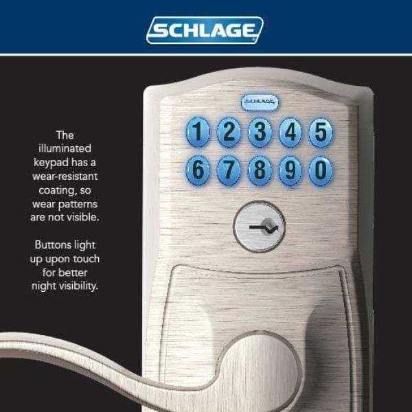 Schlage Keypad Entry with Auto-Lock Accent Lever - Inhomebuy