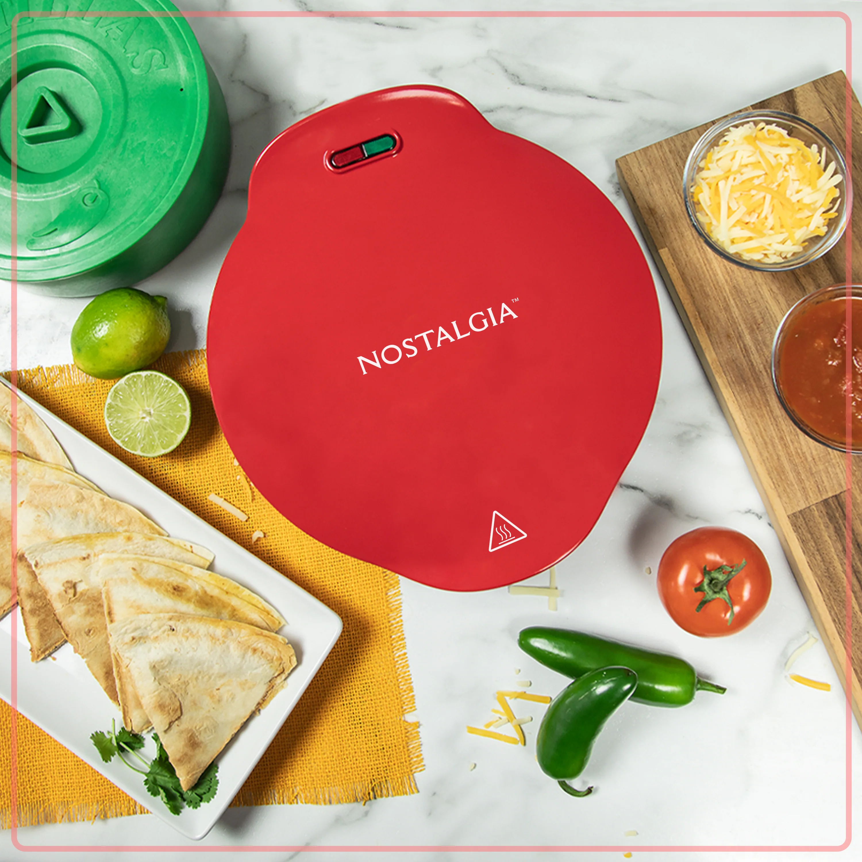 6-Wedge Electric Quesadilla Maker with Extra Stuffing Latch - Inhomebuy