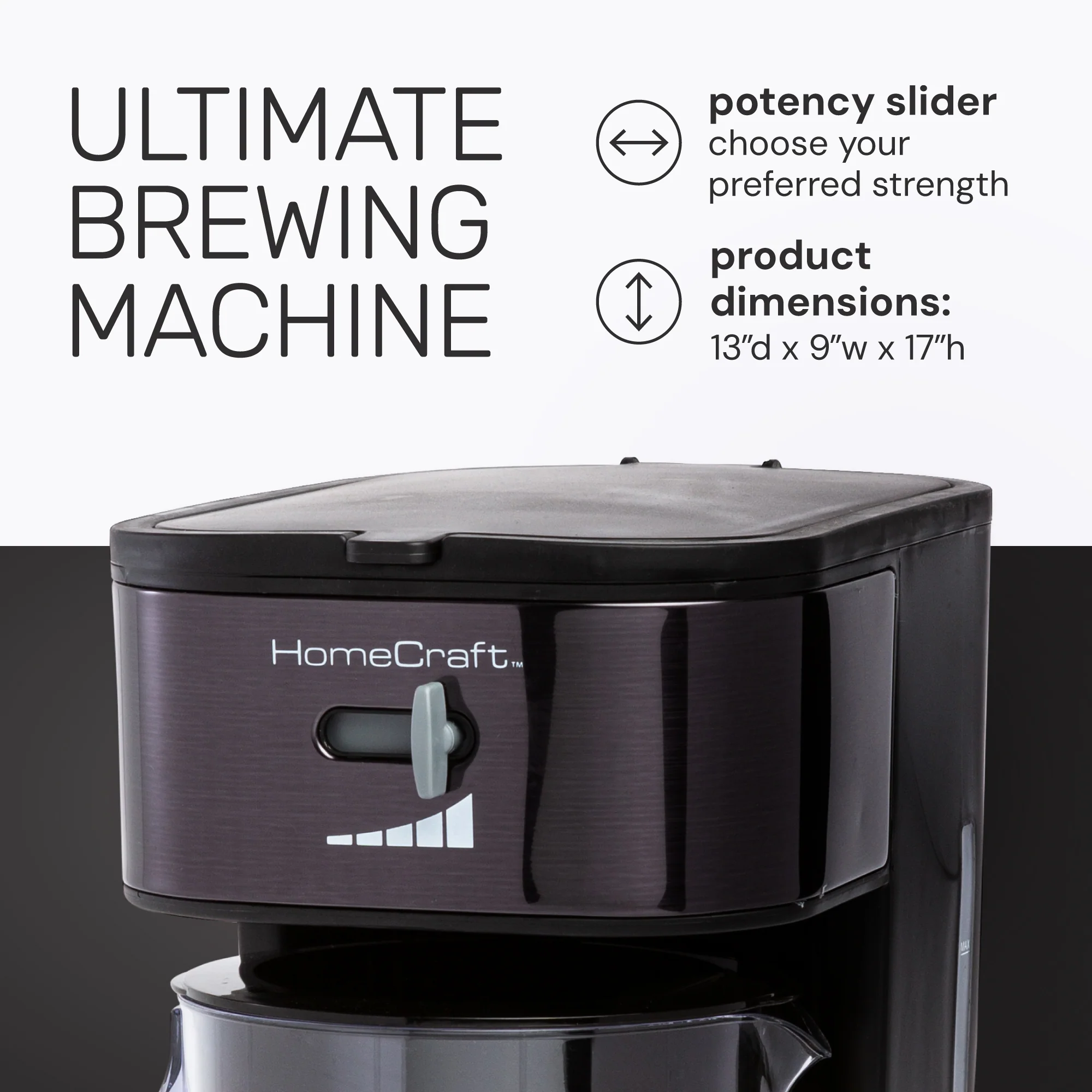 HomeCraft 3-Quart Black Stainless Steel Café' Ice Iced Coffee and Tea Brewing System - Inhomebuy