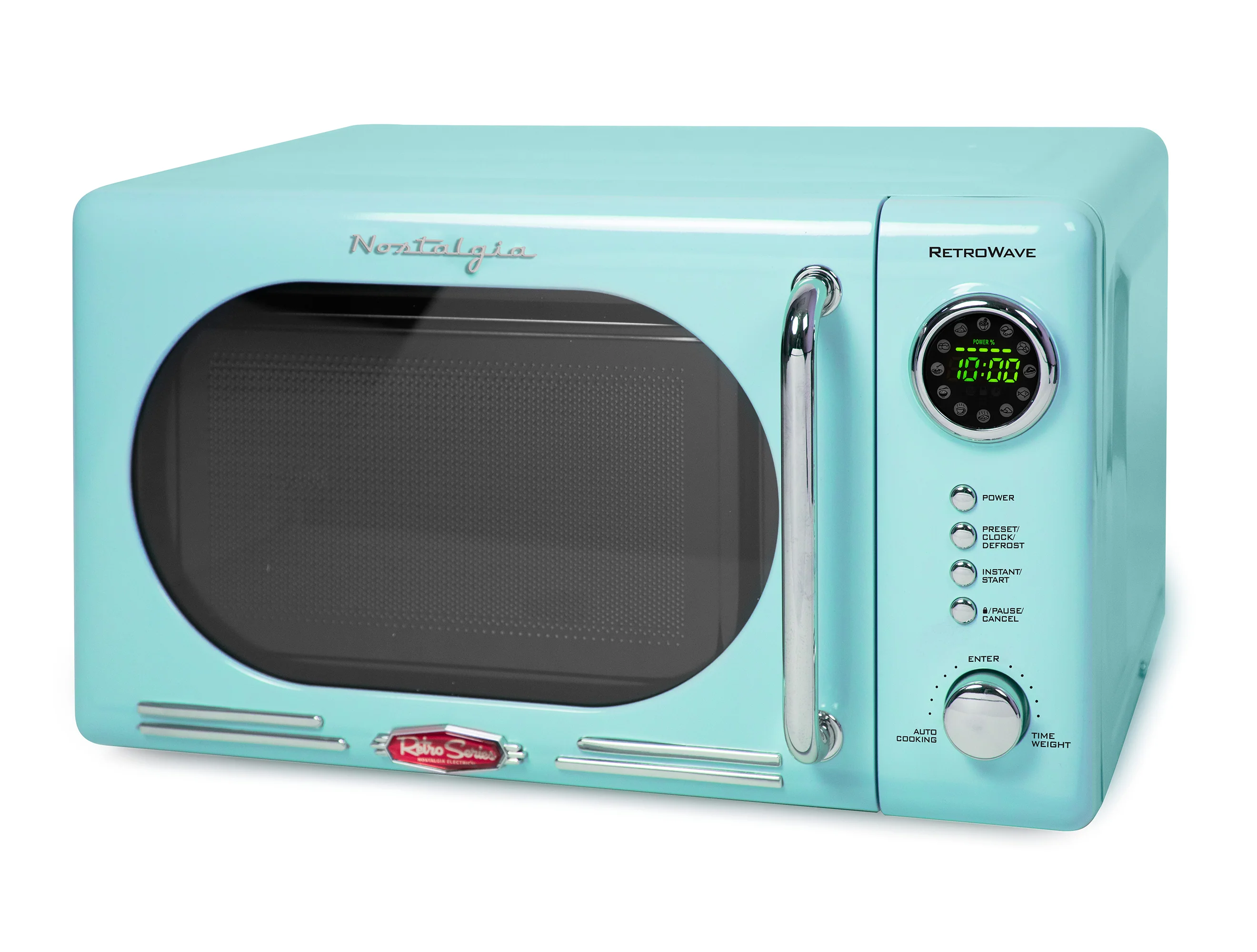 Retro 0.7 Cubic Foot 700-Watt Countertop Microwave Oven - Aqua - Inhomebuy