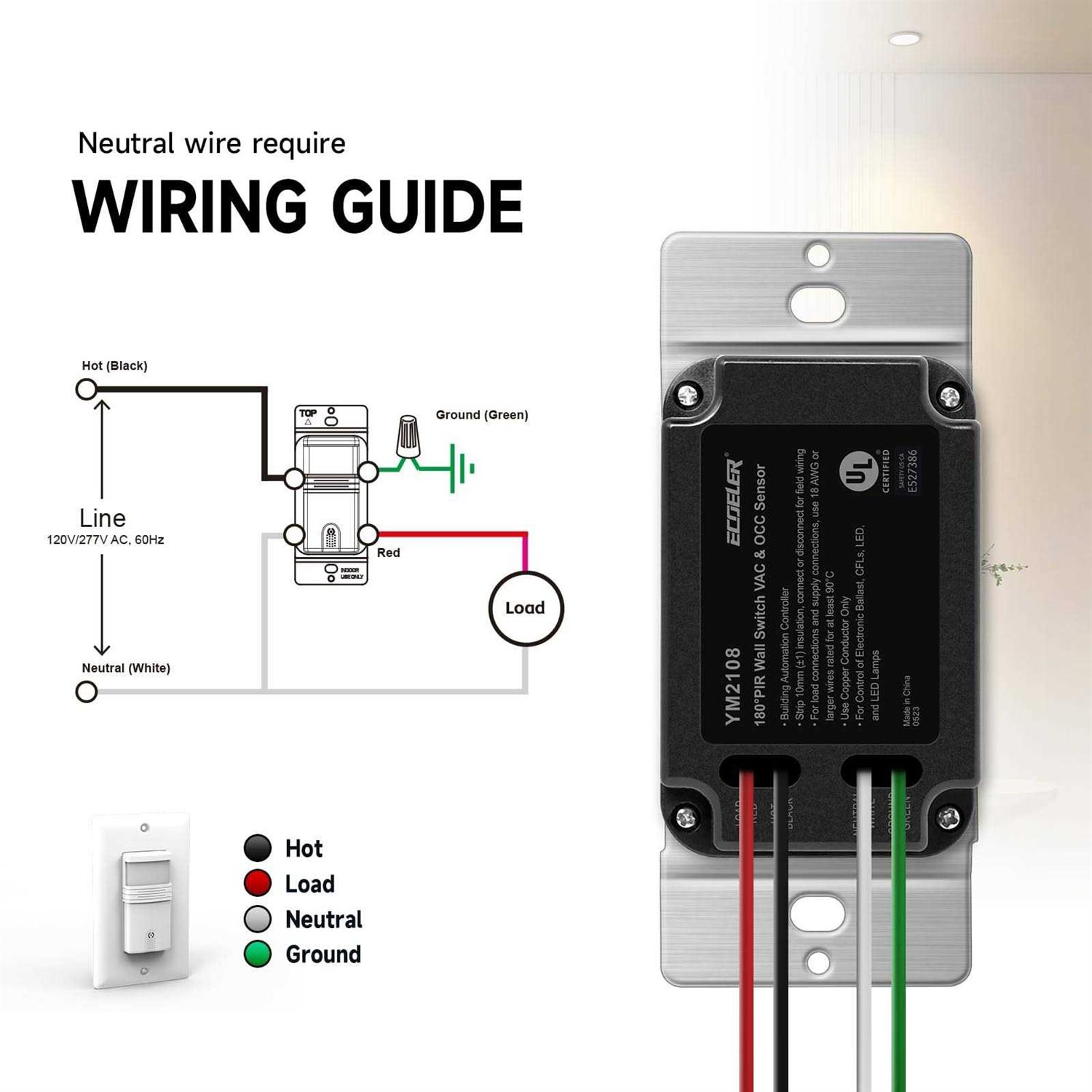 Ecoeler 3 Way Motion Sensor Light Switch - Inhomebuy